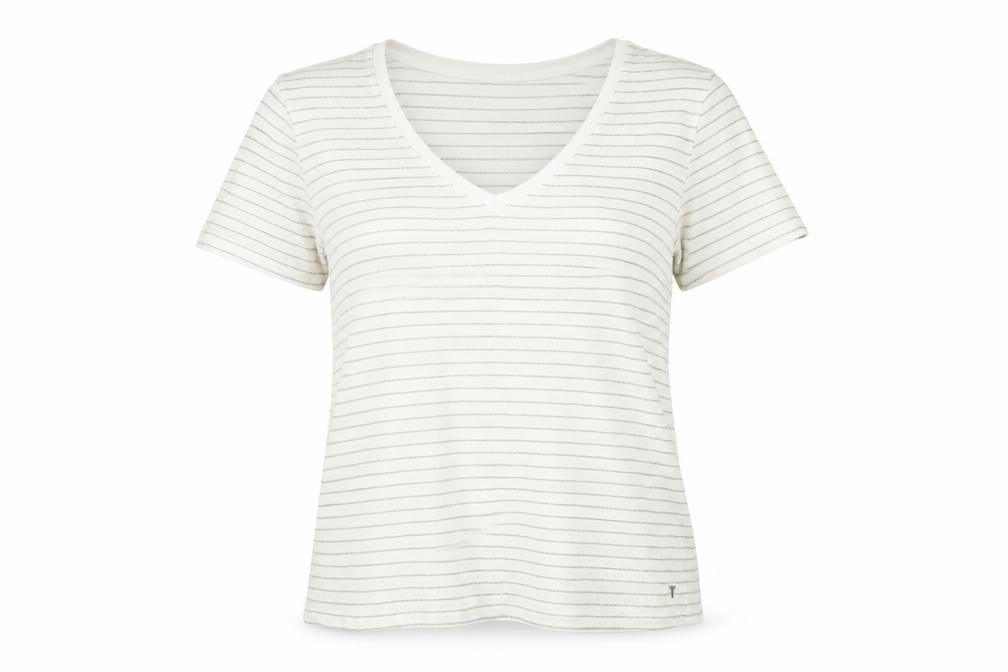 Front view of Ted Baker Women's White Striped T-Shirt XS