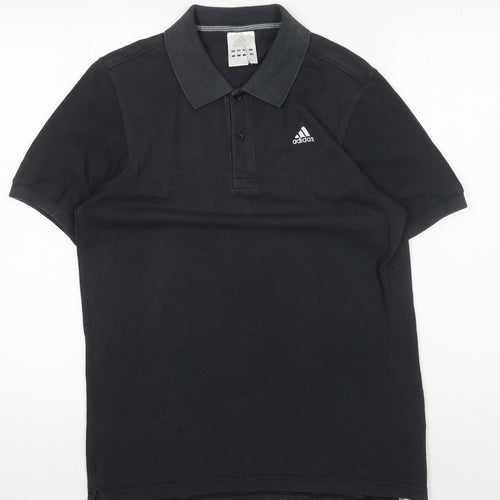 Adidas Men's Black Polo Shirt M - Casual Solid Cotton