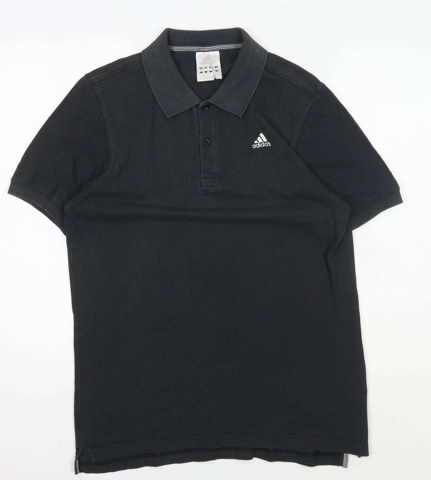 Adidas Men's Black Polo Shirt M - Casual Solid Cotton