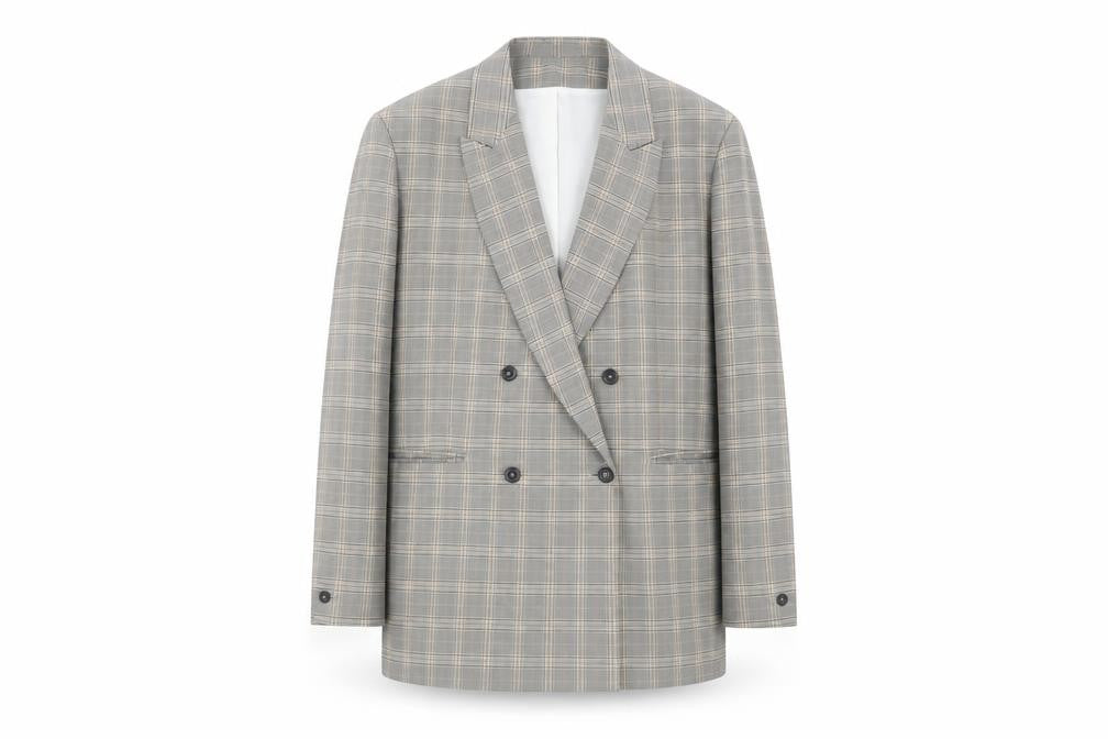 Front view of Zara Men’s Grey Check Tweed Blazer -, size 46