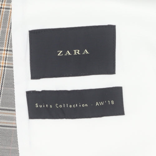 Zara Men’s Grey Check Tweed Blazer - Size 46