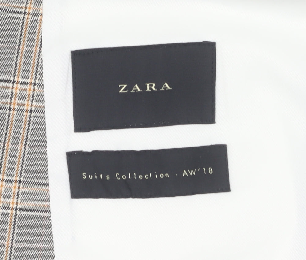 Zara Men’s Grey Check Tweed Blazer - Size 46