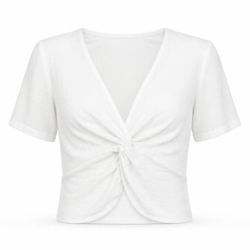 Zara Women’s White Wrap Blouse, M, V-Neck Casual Knit