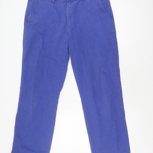 Lands' End Men's Blue Chino Trousers, Size 34, Classic Fit