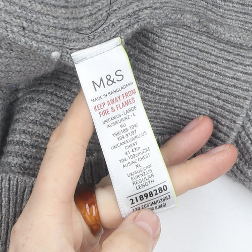 Marks and Spencer Women's Grey Roll Neck Jumper Size L
