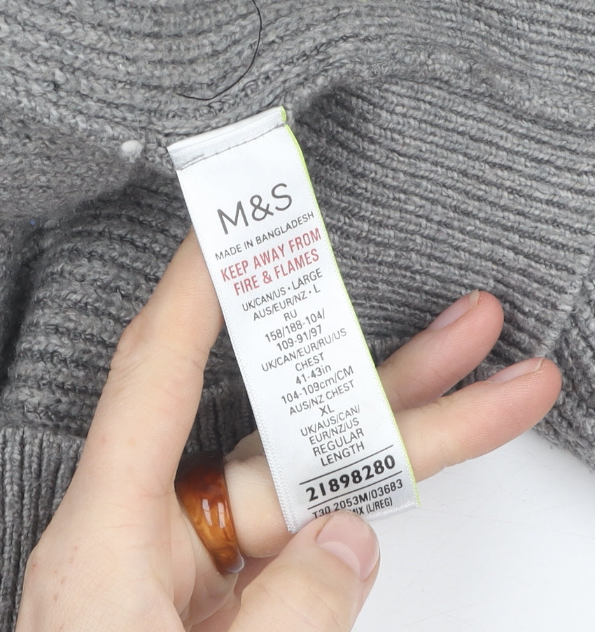 Marks and Spencer Women's Grey Roll Neck Jumper Size L