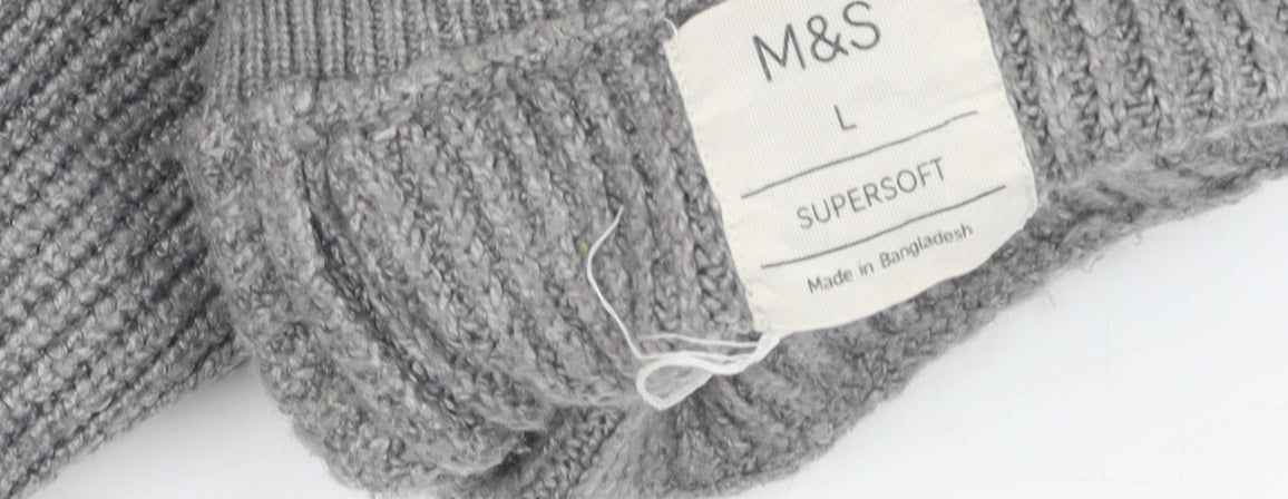 Marks and Spencer Women's Grey Roll Neck Jumper Size L