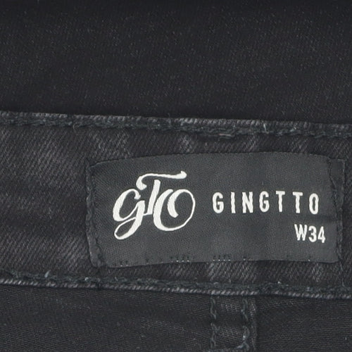 Gingtto Men's Black Slim Skinny Jeans Size 34