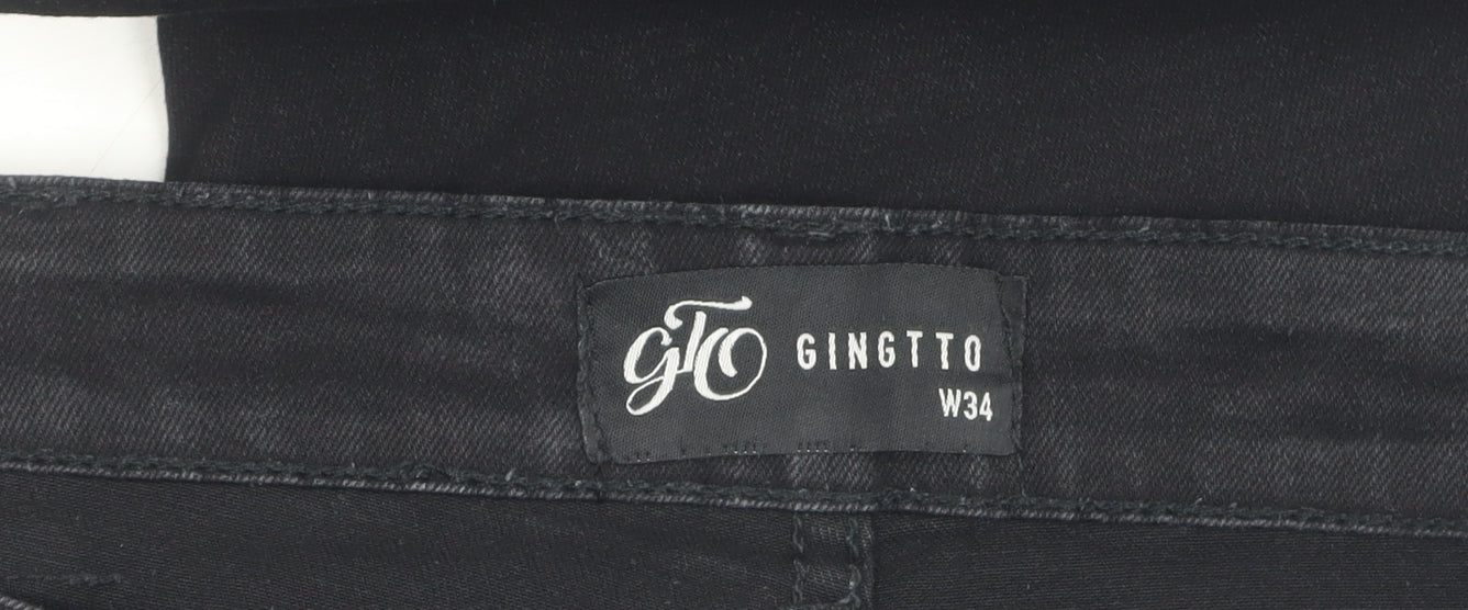 Gingtto Men's Black Slim Skinny Jeans Size 34