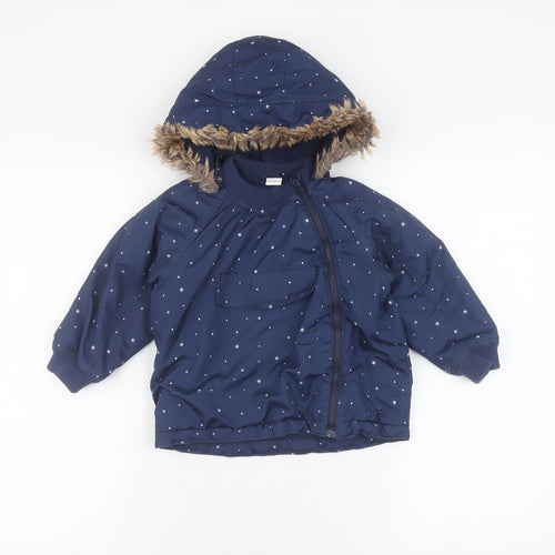 H&M Girls Blue Puffer Jacket Coat 2 Years