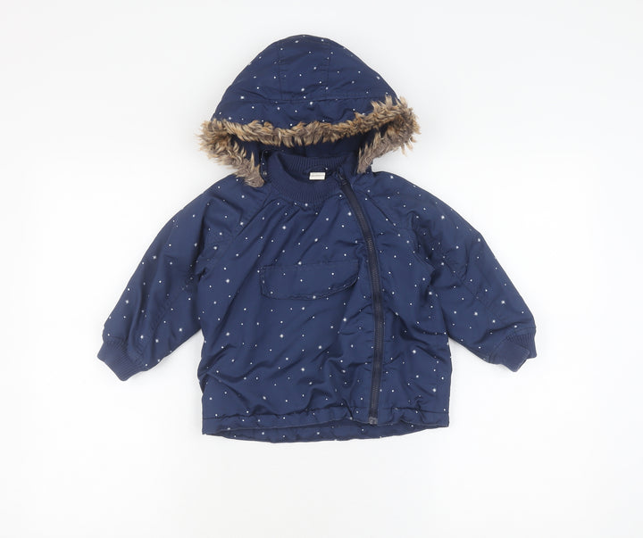 H&M Girls Blue Puffer Jacket Coat 2 Years