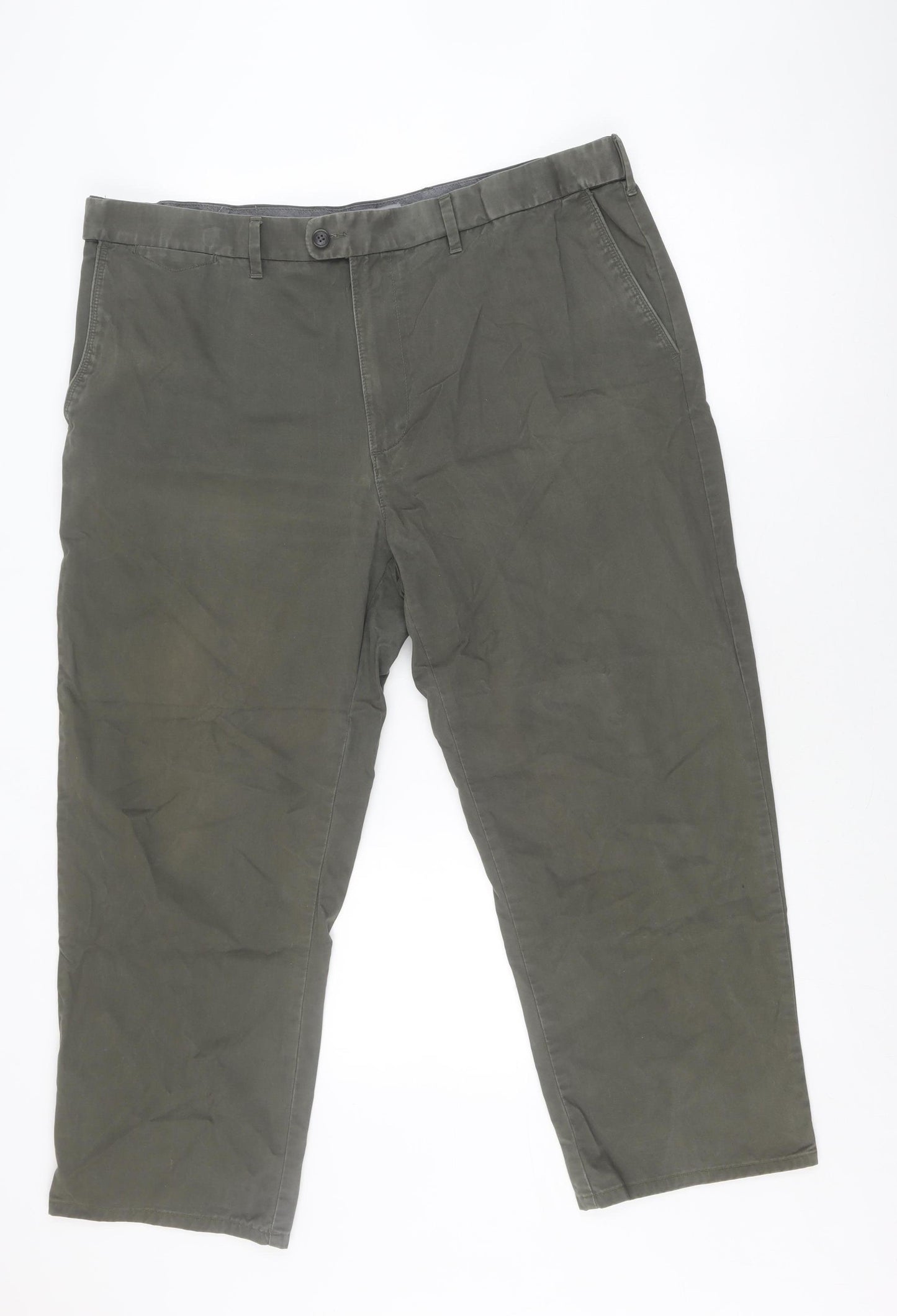 Marks and Spencer Men's Green Trousers, Regular Fit, Size 42