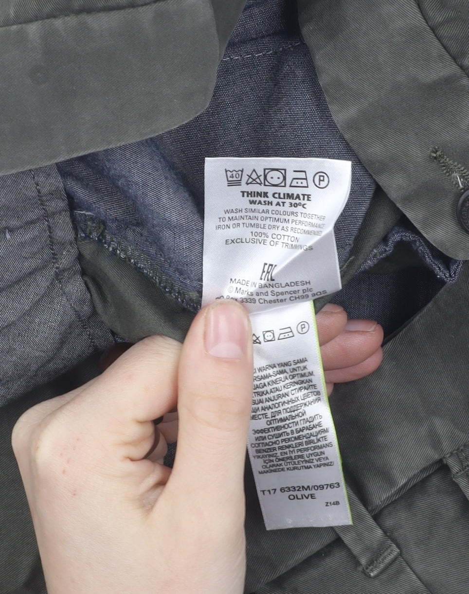 Marks and Spencer Men's Green Trousers, Regular Fit, Size 42