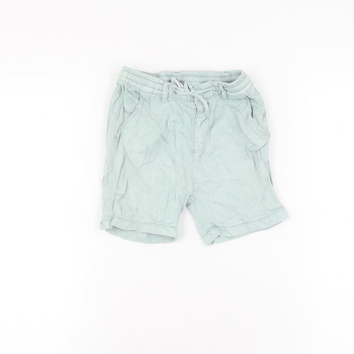 Zara Unisex Baby Green Elastic Waist Cotton Shorts 18-24M