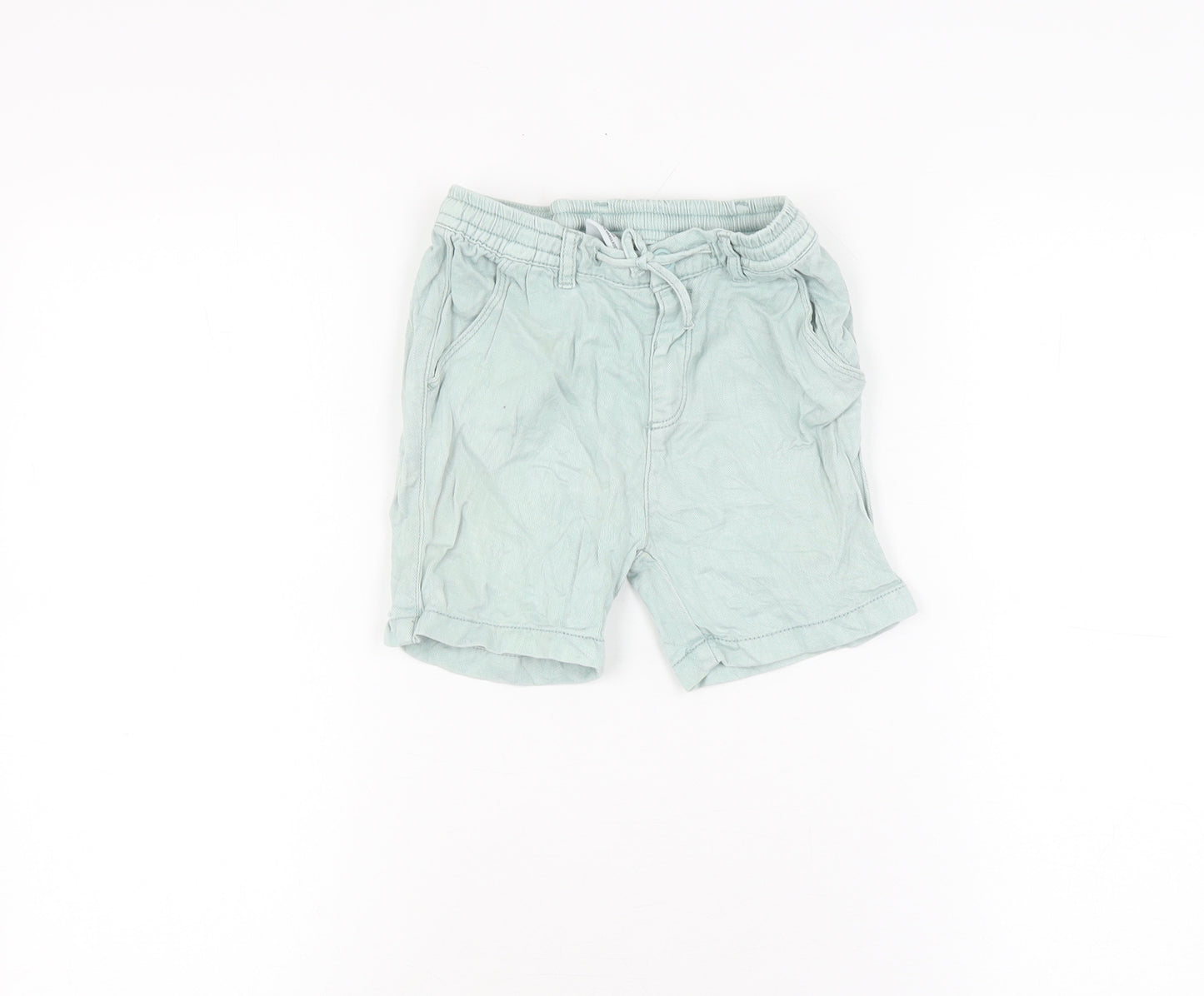 Zara Unisex Baby Green Elastic Waist Cotton Shorts 18-24M