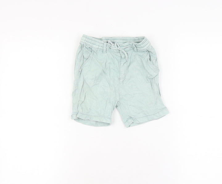 Zara Unisex Baby Green Elastic Waist Cotton Shorts 18-24M