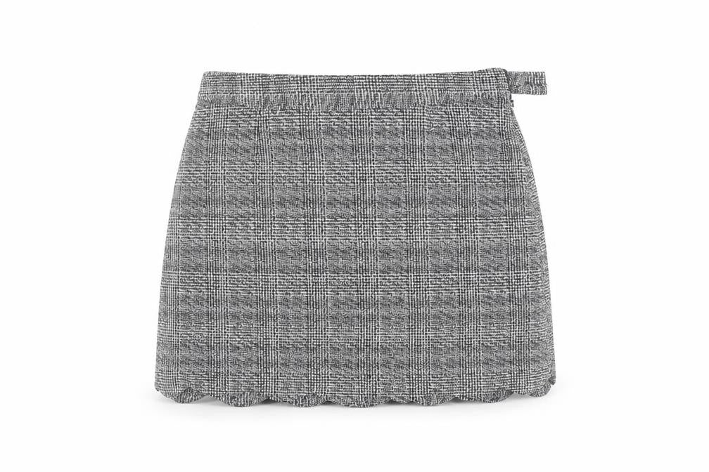 Front view of New Look Women's Black Check Knee Length Skirt