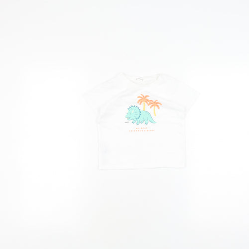 MNG Unisex Baby White Dinosaur T-Shirt - Size 18-24 Months