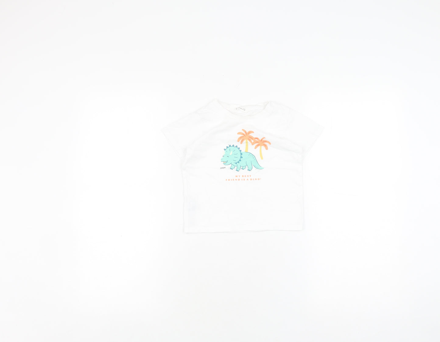 MNG Unisex Baby White Dinosaur T-Shirt - Size 18-24 Months