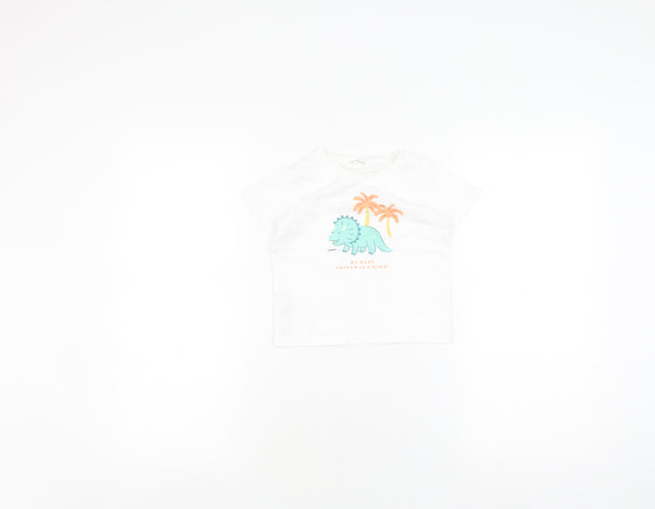 MNG Unisex Baby White Dinosaur T-Shirt - Size 18-24 Months