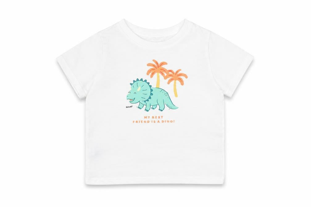 MNG Unisex Baby White Dinosaur T-Shirt - Size 18-24 Months