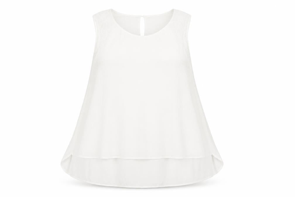 Front view of Next Women's White Sleeveless Blouse, size 16, Classic