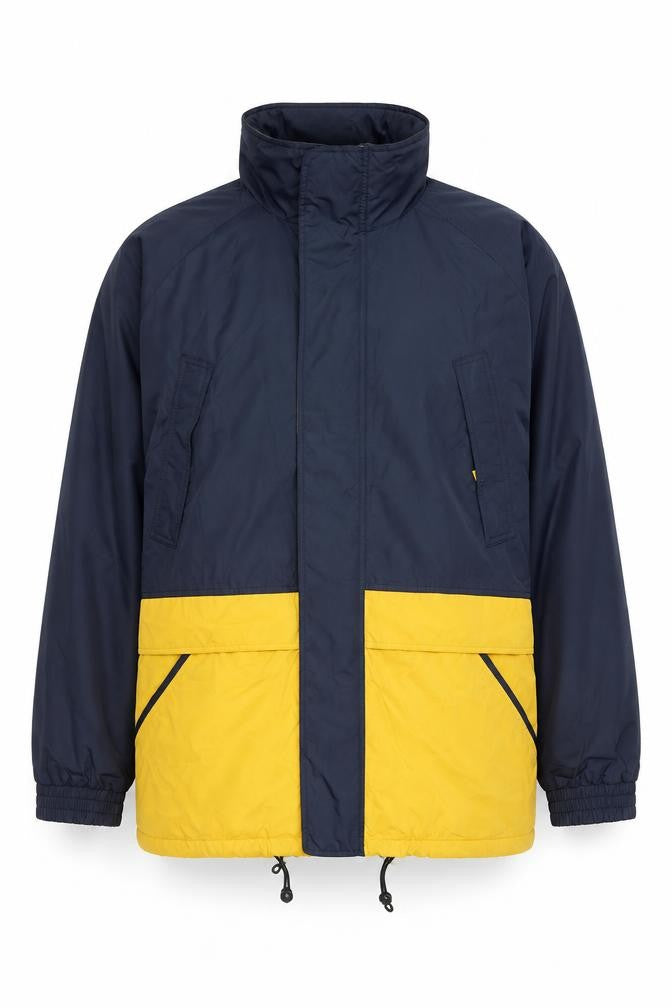 Front view of St Bernard Men's Blue Yellow Large Windbreaker Jacket