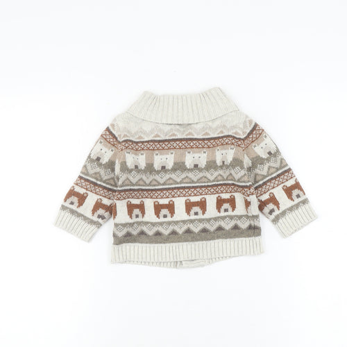 Next Beige Animal Cardigan Unisex 9-12 Months Knit Cozy
