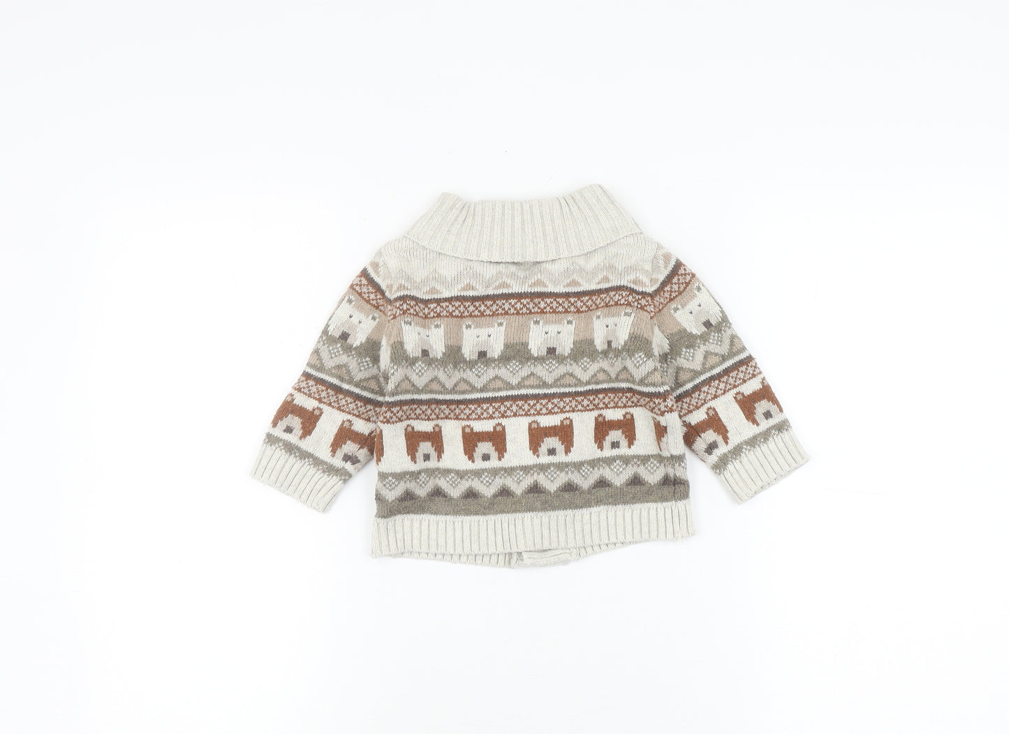Next Beige Animal Cardigan Unisex 9-12 Months Knit Cozy