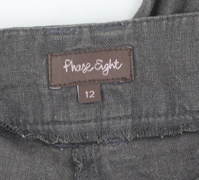 Phase Eight Grey Linen Bermuda Shorts, Size 12