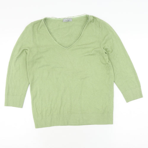 Per Una Women's Green V-Neck Pullover Jumper Size 14