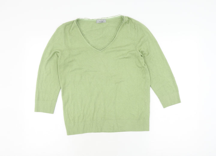Per Una Women's Green V-Neck Pullover Jumper Size 14