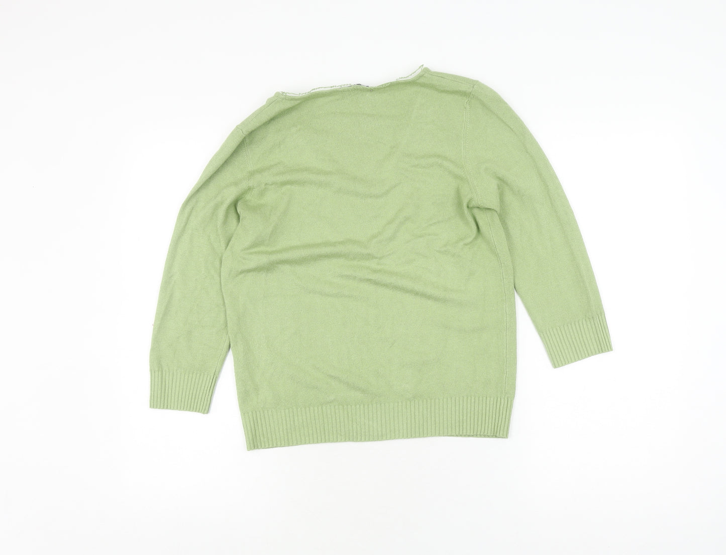 Per Una Women's Green V-Neck Pullover Jumper Size 14