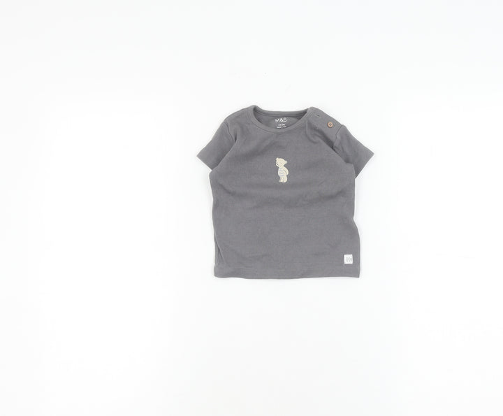 Marks and Spencer Unisex Grey T-Shirt 3-6 Months