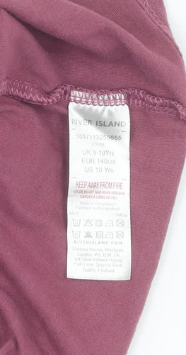 River Island Girls Pink Slim Fit T-Shirt, 9-10 Years
