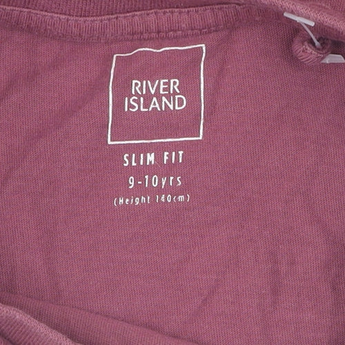 River Island Girls Pink Slim Fit T-Shirt, 9-10 Years