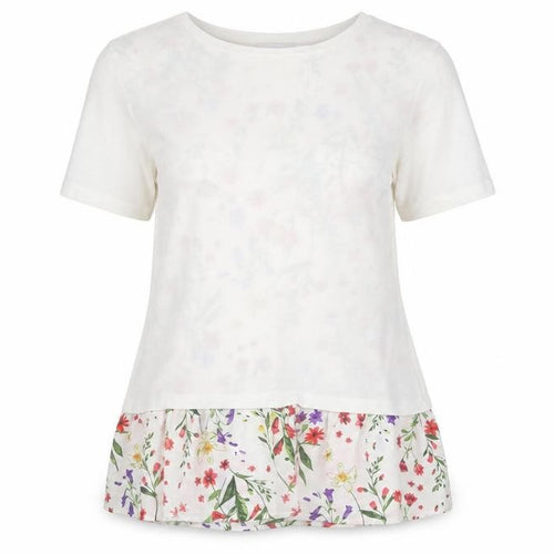 Marks and Spencer Women White Floral T-Shirt Size 8