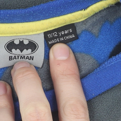 Batman Boys Grey Fleece Pullover Sweatshirt 11-12 Years