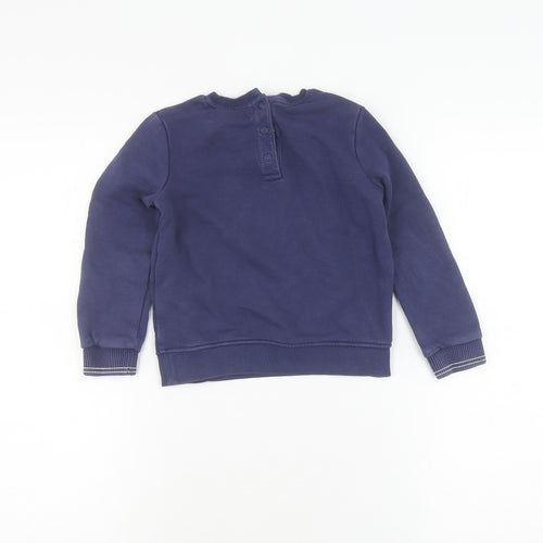 Marks and Spencer Girls Blue Henley Dinosaur Jumper 4-5 Years