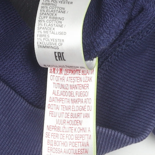 Marks and Spencer Girls Blue Henley Dinosaur Jumper 4-5 Years