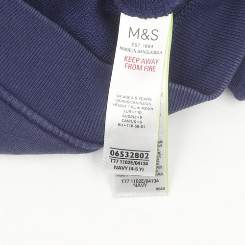 Marks and Spencer Girls Blue Henley Dinosaur Jumper 4-5 Years