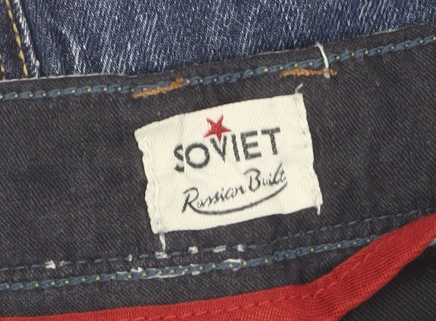 Soviet Men's Blue Bootcut Jeans, Size 32, Classic Denim