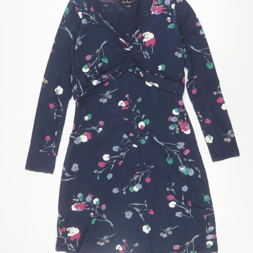 Amari Women's Blue Floral Wrap Dress, Long Sleeve, Regular Fit