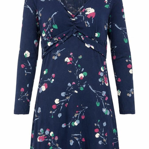 Amari Women's Blue Floral Wrap Dress, Long Sleeve, Regular Fit
