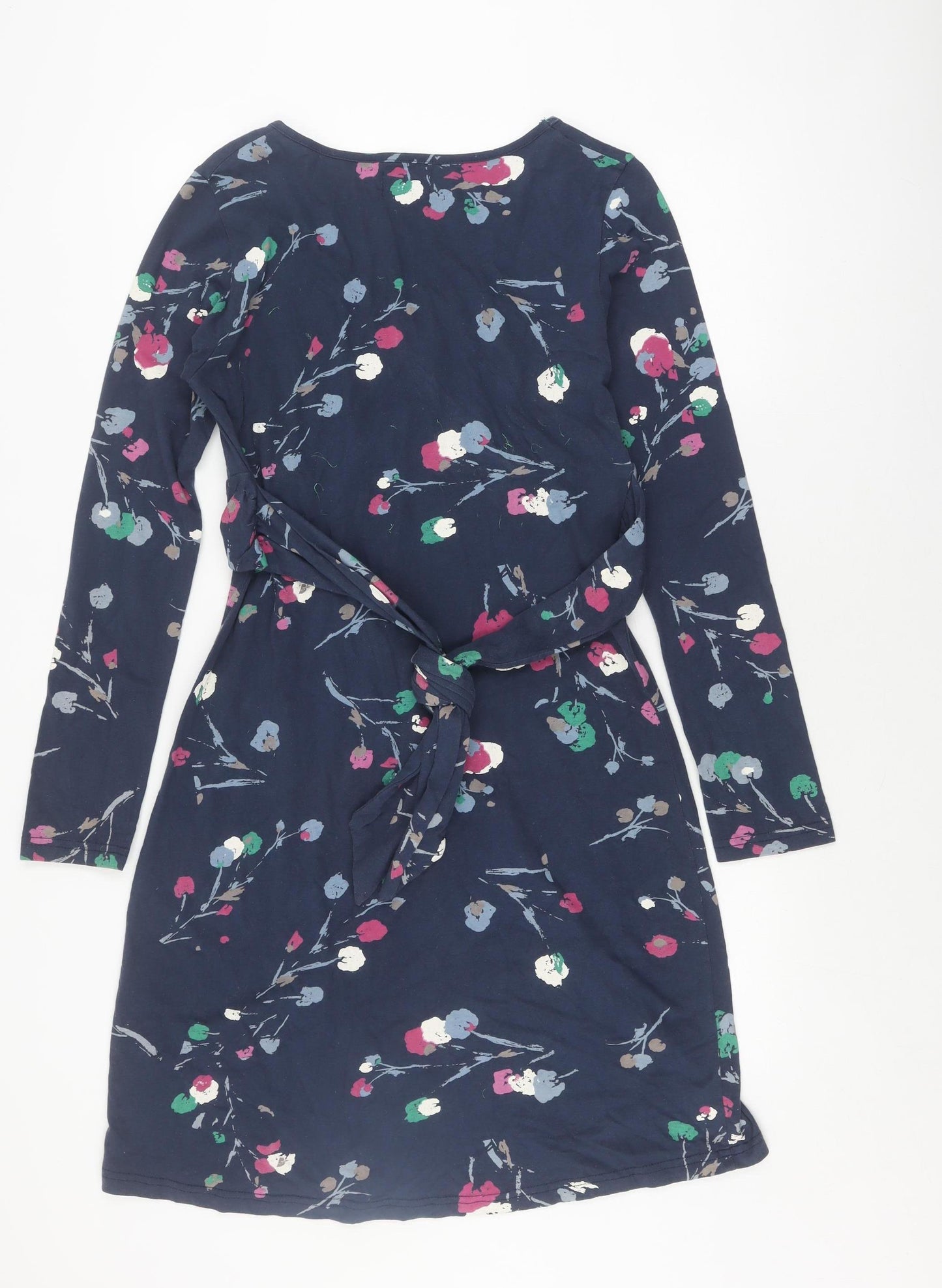 Amari Women's Blue Floral Wrap Dress, Long Sleeve, Regular Fit