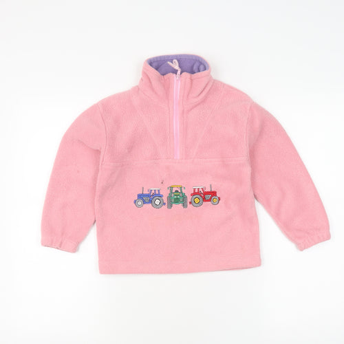Shire Classics Unisex Kids Pink Fleece Sweatshirt M with Tractors