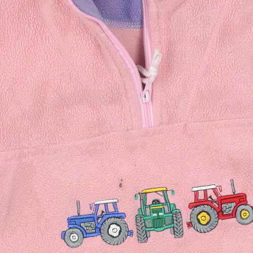 Shire Classics Unisex Kids Pink Fleece Sweatshirt M with Tractors