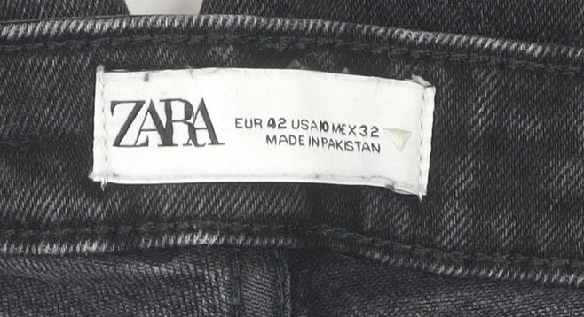 Zara Black Distressed Straight Jeans for Women Size 14