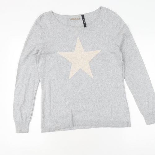Oui Women's Grey Pullover Jumper Size 16