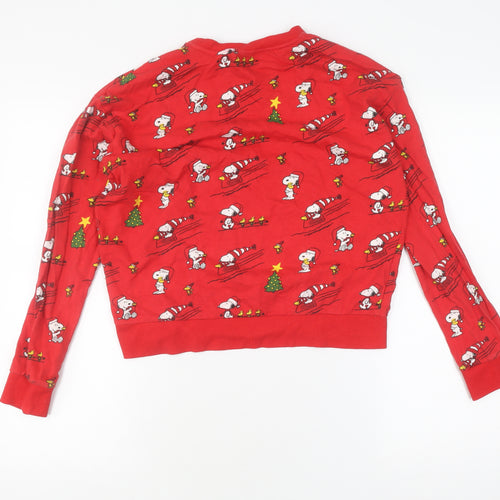 H&M Women's Red Snoopy Christmas Sweatshirt - Size S